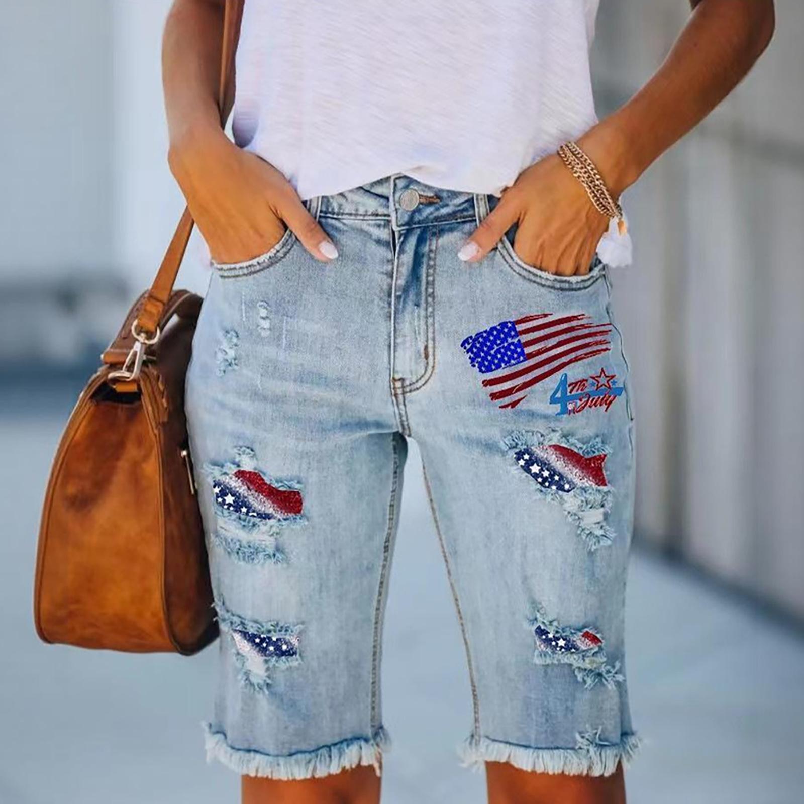 Mid Rise Straight Leg Denim Shorts for Women Distressed Ripped Design with Printed Pattern Casual Summer Five Inch Length Pants XL синій
Mid Rise Straight Leg Denim Shorts for Women Distressed Ripped Design with Printed Pattern Casual Summer Five Inch Length Pants XL синій