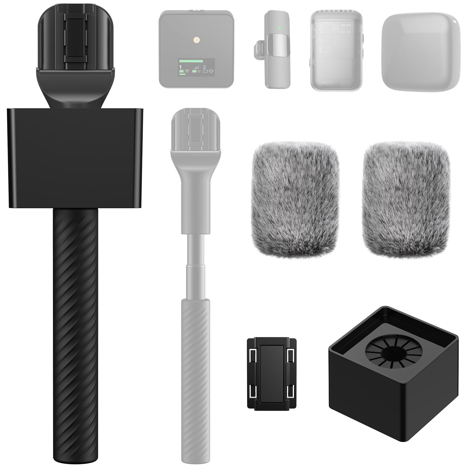 Ручка микрофона TONOR для DJI RODE, выдвижная стойка для микрофона для беспроводного интервью, монтаж петличного микрофона TP40 для репортажей, ручка, чёрный
Ручка микрофона TONOR для DJI RODE, выдвижная стойка для микрофона для беспроводного интервью, монтаж петличного микрофона TP40 для репортажей, ручка, чёрный