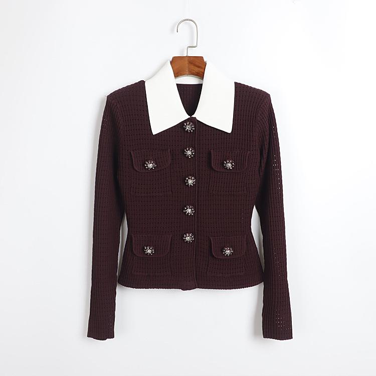 Women s Slim Fit Lapel Knit Top with Rhinestone Buttons - Long Sleeve, Stylish & Elegant
Women s Slim Fit Lapel Knit Top with Rhinestone Buttons - Long Sleeve, Stylish & Elegant