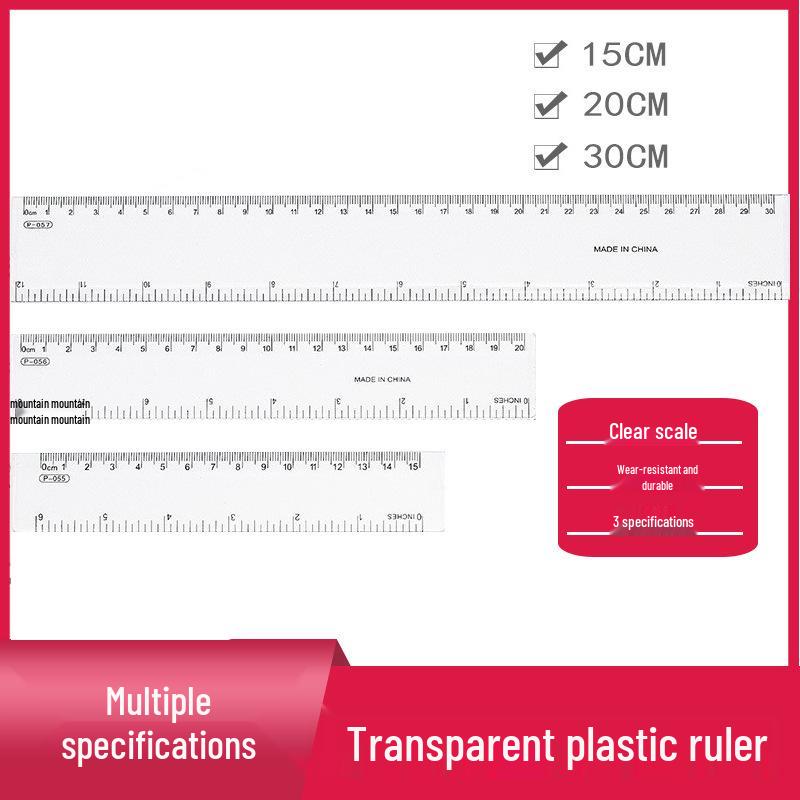 Transparent Plastic Ruler - Dual-Scale (15/20/30cm) for Office, Drawing, and School Use 15cm Transparent
Transparent Plastic Ruler - Dual-Scale (15/20/30cm) for Office, Drawing, and School Use 15cm Transparent
