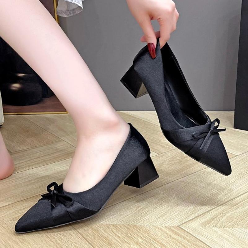 2025 Весна Слипоны Женские Лоферы Модные Мелкие С бантом-бабочкой Женские Уличный Стиль Балетки Одинарная Обувь 35 чёрный