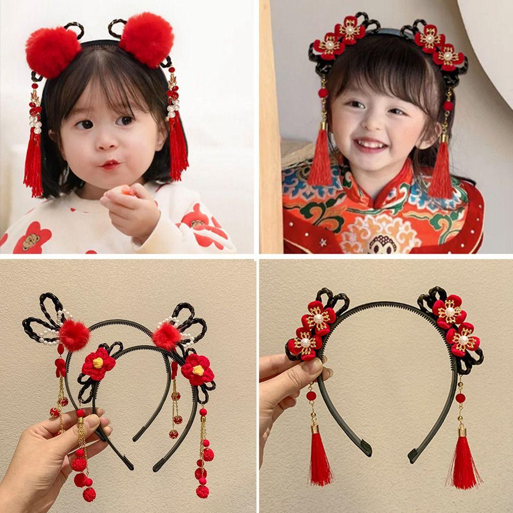 Flower Children Wig Headband Braid Hair Red Bow Hairband All-match Hanfu Hair Sticks Children
Flower Children Wig Headband Braid Hair Red Bow Hairband All-match Hanfu Hair Sticks Children