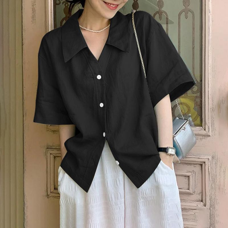 ZANZEA Women Casual Turn Down Collar Solid Color Loose Short Sleeve Blouse 4XL чорний
ZANZEA Women Casual Turn Down Collar Solid Color Loose Short Sleeve Blouse 4XL чорний