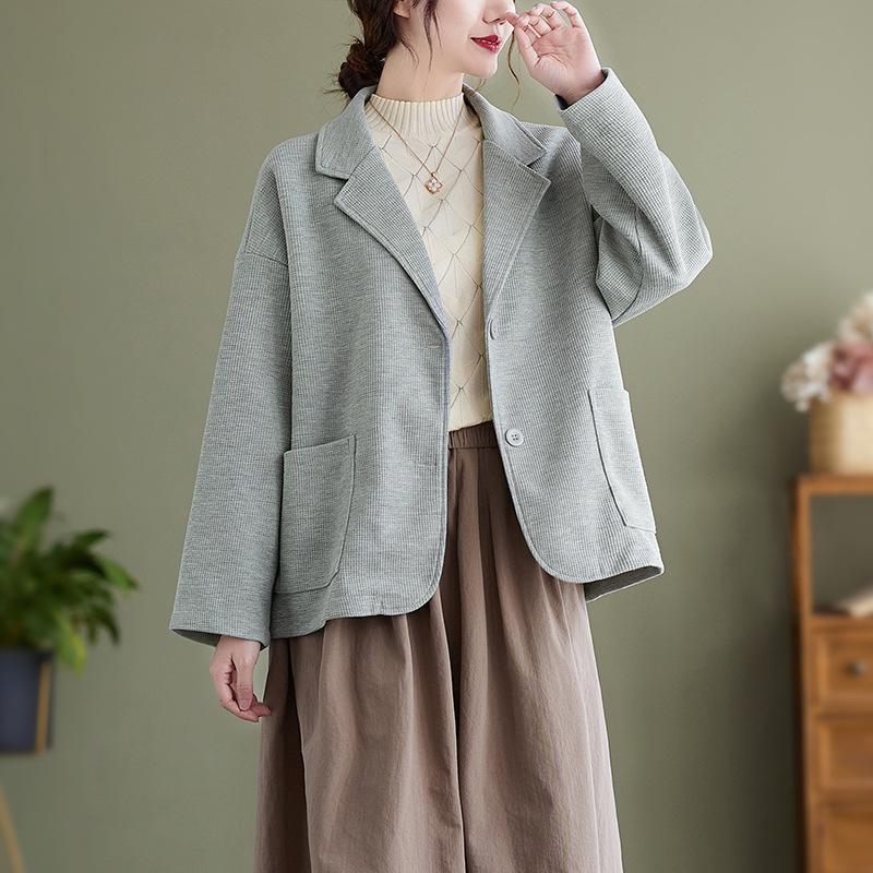 GMXIA Autumn Waffle Extra Suit Collar Short Loose Long-sleeved Top for Women L сірий колір
GMXIA Autumn Waffle Extra Suit Collar Short Loose Long-sleeved Top for Women L сірий колір