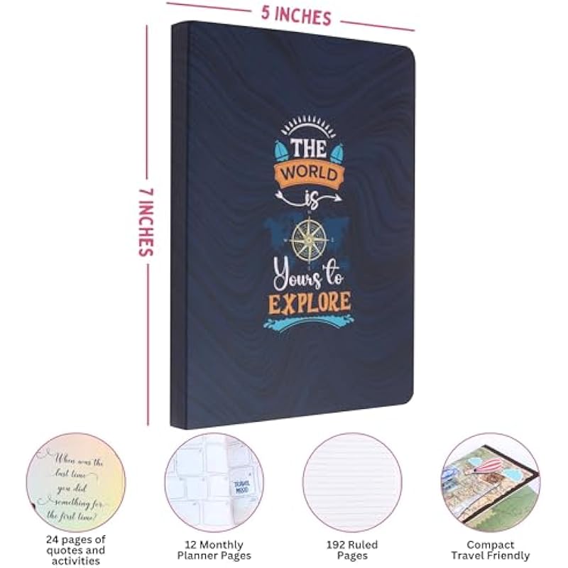 Doodle Travelogue Hard Bound B6 Travel Planner | 24 Monthly Planner Pages | 24 Motivational Quote Pages (5 X 7 Inches, 8 B6
Doodle Travelogue Hard Bound B6 Travel Planner | 24 Monthly Planner Pages | 24 Motivational Quote Pages (5 X 7 Inches, 8 B6