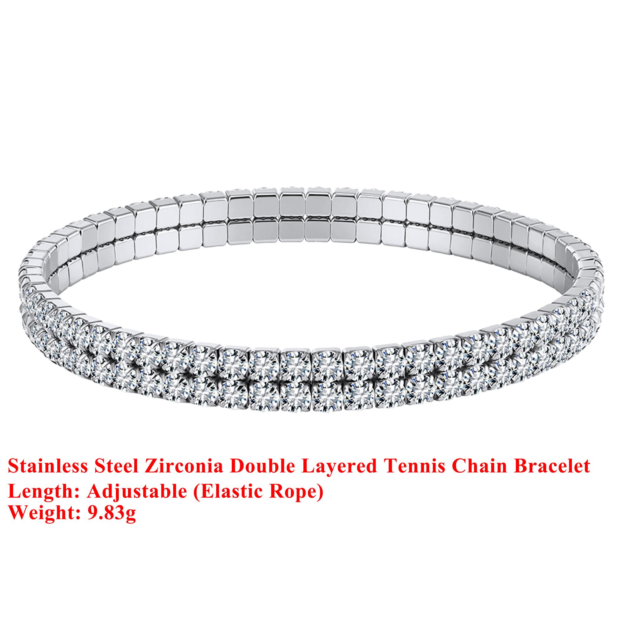 EFFIE QUEEN Stainless Steel 18k Gold Double Layered Zirconia Tennis Chain Bracelet Ideal Jewelry for Women Wedding Party STKB15 срібний
EFFIE QUEEN Stainless Steel 18k Gold Double Layered Zirconia Tennis Chain Bracelet Ideal Jewelry for Women Wedding Party STKB15 срібний