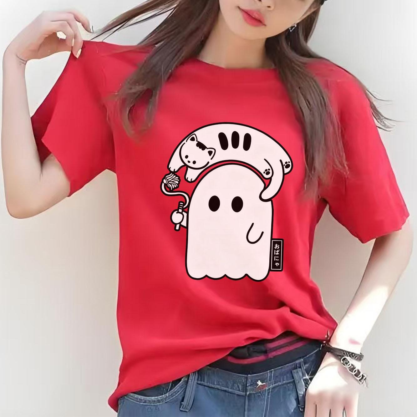 Cute cartoon cat print Womens short sleeved holiday Tshirt with summer round neck suitable for daily versatility 4XL
Cute cartoon cat print Womens short sleeved holiday Tshirt with summer round neck suitable for daily versatility 4XL