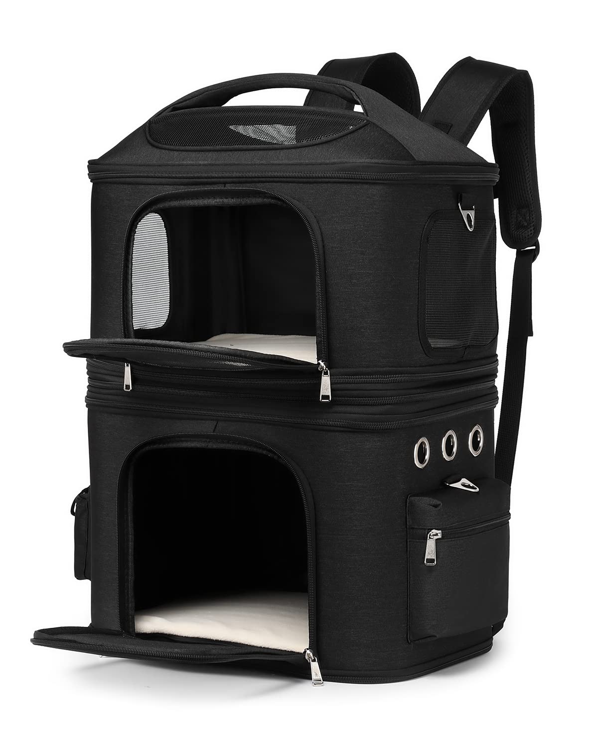 CHINSUKIDA Разборный рюкзак-переноска для кошек и маленьких домашних животных со складным мягким дном, подходит для поездок в больницу, двухсекционный, 2-сторонний коврик, переноска, чёрный
CHINSUKIDA Разборный рюкзак-переноска для кошек и маленьких домашних животных со складным мягким дном, подходит для поездок в больницу, двухсекционный, 2-сторонний коврик, переноска, чёрный