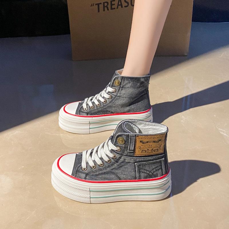 2026 Autumn Women s High-top Thick-soled denim Canvas Shoes Breathable Platform sneakers Student All-match Chunky Casual Shoes 40 чорний
2026 Autumn Women s High-top Thick-soled denim Canvas Shoes Breathable Platform sneakers Student All-match Chunky Casual Shoes 40 чорний