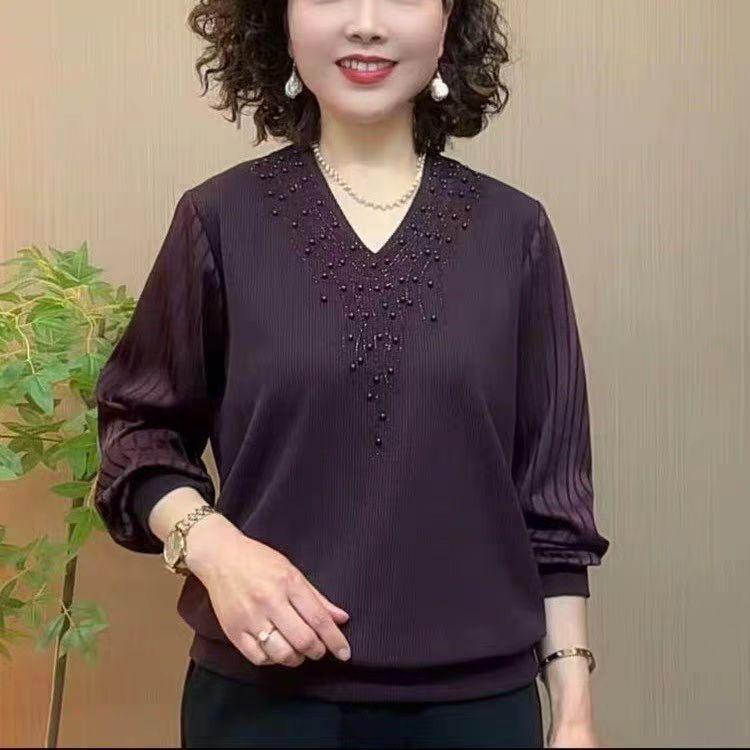 Spring 2026 V-Neck Beaded Patchwork Long Sleeve Top for Middle-Aged & Elderly Women, Stylish & Versatile. 4XL 65-70kg фіолетовий
Spring 2026 V-Neck Beaded Patchwork Long Sleeve Top for Middle-Aged & Elderly Women, Stylish & Versatile. 4XL 65-70kg фіолетовий