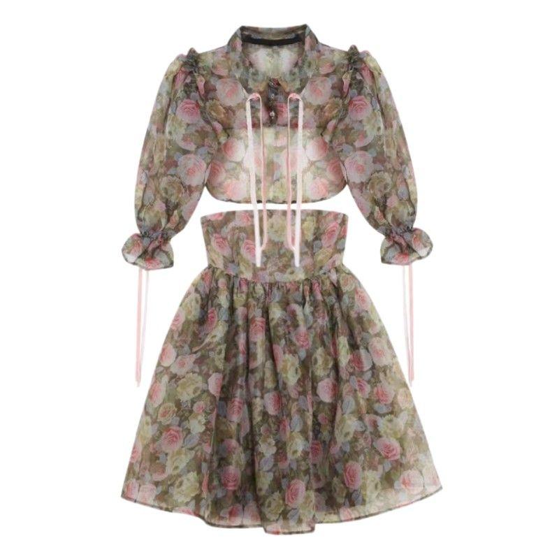 Selkie Same Style of Yu Shuxin Super Fairy Blue Vintage Floral Puff Sleeve Princess Tulle Tutu Dress High Waist Gown Colorful brilliant rose Print Two-piece set M
Selkie Same Style of Yu Shuxin Super Fairy Blue Vintage Floral Puff Sleeve Princess Tulle Tutu Dress High Waist Gown Colorful brilliant rose Print Two-piece set M