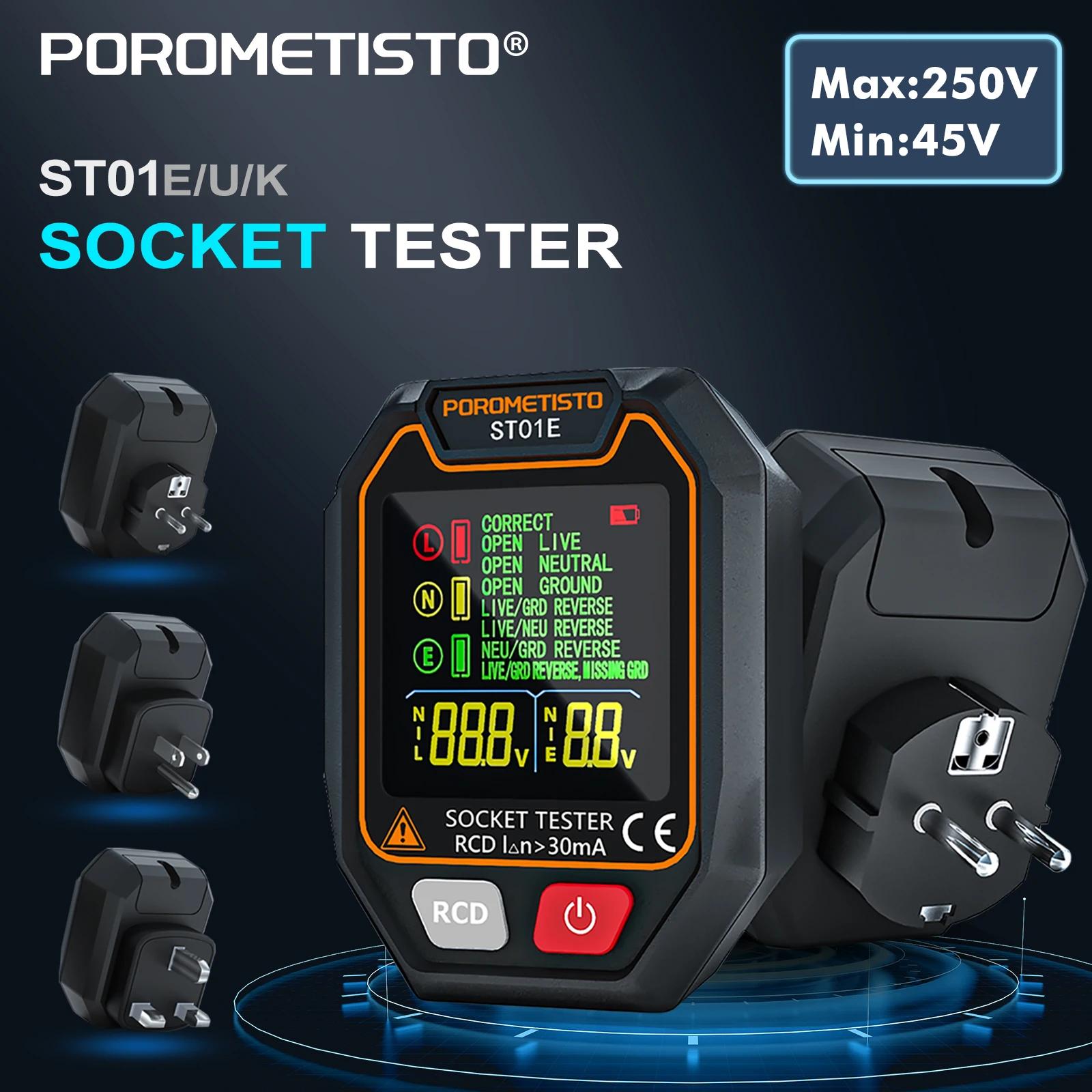 POROMETISTO ST01 Outlet Socket Tester Smart Voltage Detector RCD/GFCI Test Polarity Phase Check Circuit Checker with Backlight
POROMETISTO ST01 Outlet Socket Tester Smart Voltage Detector RCD/GFCI Test Polarity Phase Check Circuit Checker with Backlight