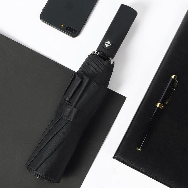 Ветрозащитный двухслойный устойчивый зонт, полностью автоматический зонт от дождя для мужчин и женщин, роскошный деловой мужской большой зонт чёрный