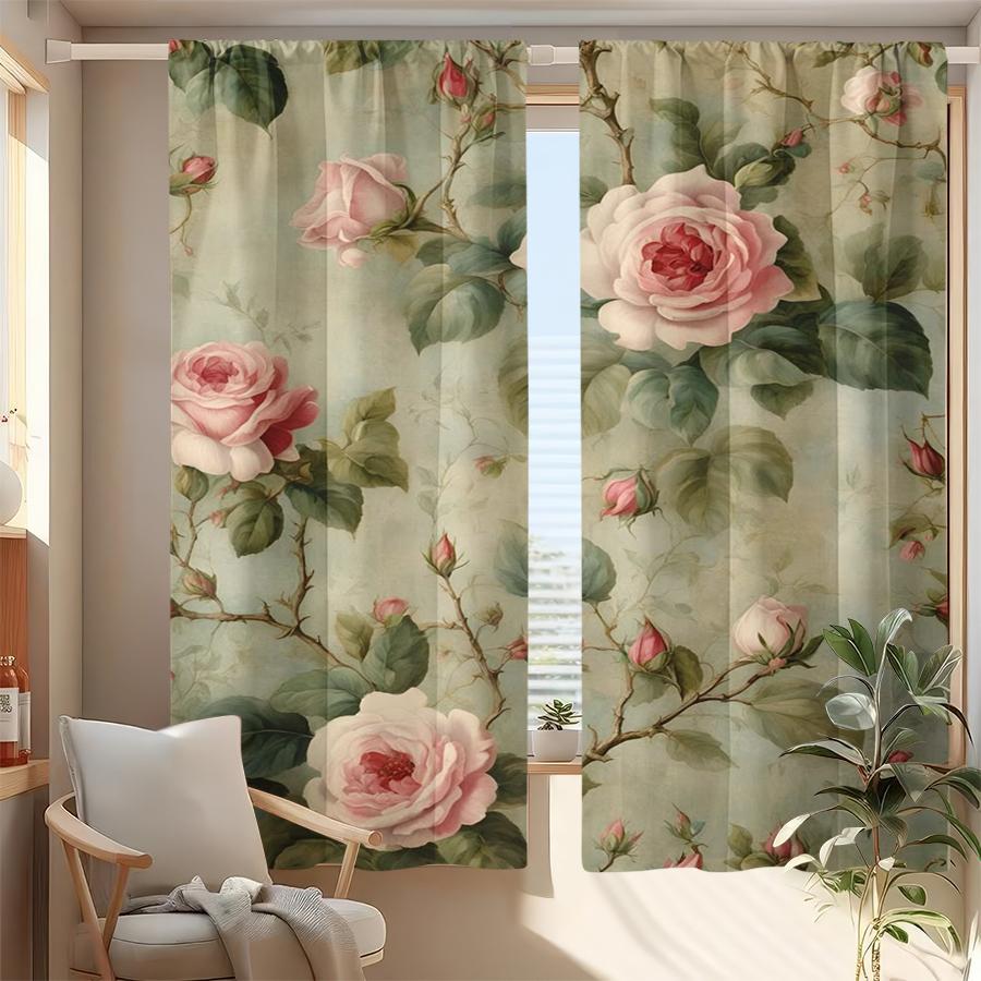 2PCS Multicolor Vintage Pink Rose Floral Pattern Curtains Rod Pocket Design For Bedroom And Living Room 24x59in(60x150CM)x2&Rod Pocket&2 panels
2PCS Multicolor Vintage Pink Rose Floral Pattern Curtains Rod Pocket Design For Bedroom And Living Room 24x59in(60x150CM)x2&Rod Pocket&2 panels