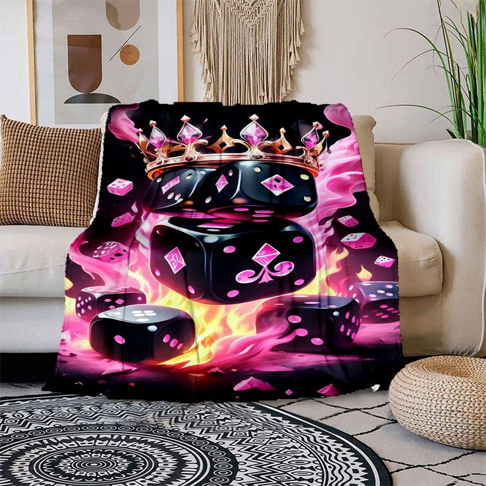Royal Flush Dice Set: Luxury Crowned Gaming Pieces with Fiery Flames Blanket Flannel Throw Blanket for Sofa, Bed, Travel, Camping, Office 100x150cm
Royal Flush Dice Set: Luxury Crowned Gaming Pieces with Fiery Flames Blanket Flannel Throw Blanket for Sofa, Bed, Travel, Camping, Office 100x150cm