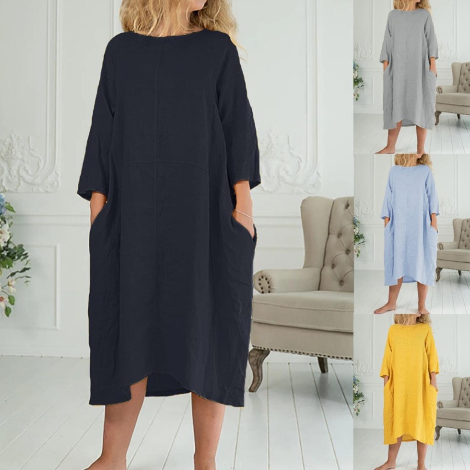 2025 New Summer Women s Crop Quarter Sleeve Round Neck Pocket Loose Long Skirt Dress Short Sleeve XXL
2025 New Summer Women s Crop Quarter Sleeve Round Neck Pocket Loose Long Skirt Dress Short Sleeve XXL