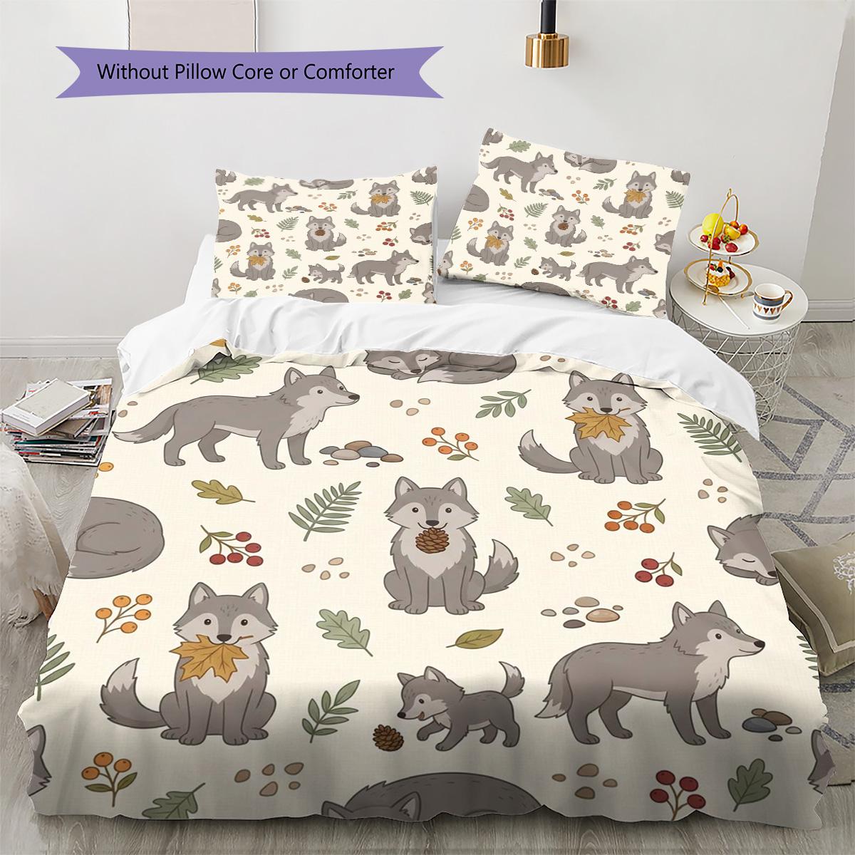Grey Wolf Pattern Bedding Quilt Set Quilt Cover Pillowcase Home Decoration Birthday Gift (1 * duvet cover + 2 * pillowcase, without core) 135x200cm
Grey Wolf Pattern Bedding Quilt Set Quilt Cover Pillowcase Home Decoration Birthday Gift (1 * duvet cover + 2 * pillowcase, without core) 135x200cm