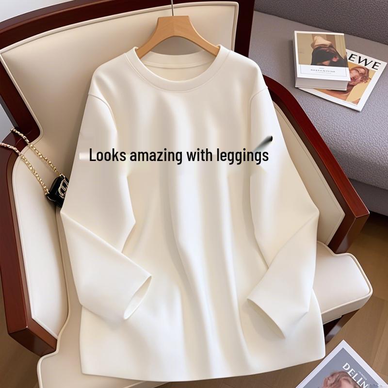European-Style Fleece-Lined Women s Cotton Base Layer, White Long-Sleeved T-Shirt, Hip-Length, New for Autumn/Winter 2024 Large
European-Style Fleece-Lined Women s Cotton Base Layer, White Long-Sleeved T-Shirt, Hip-Length, New for Autumn/Winter 2024 Large