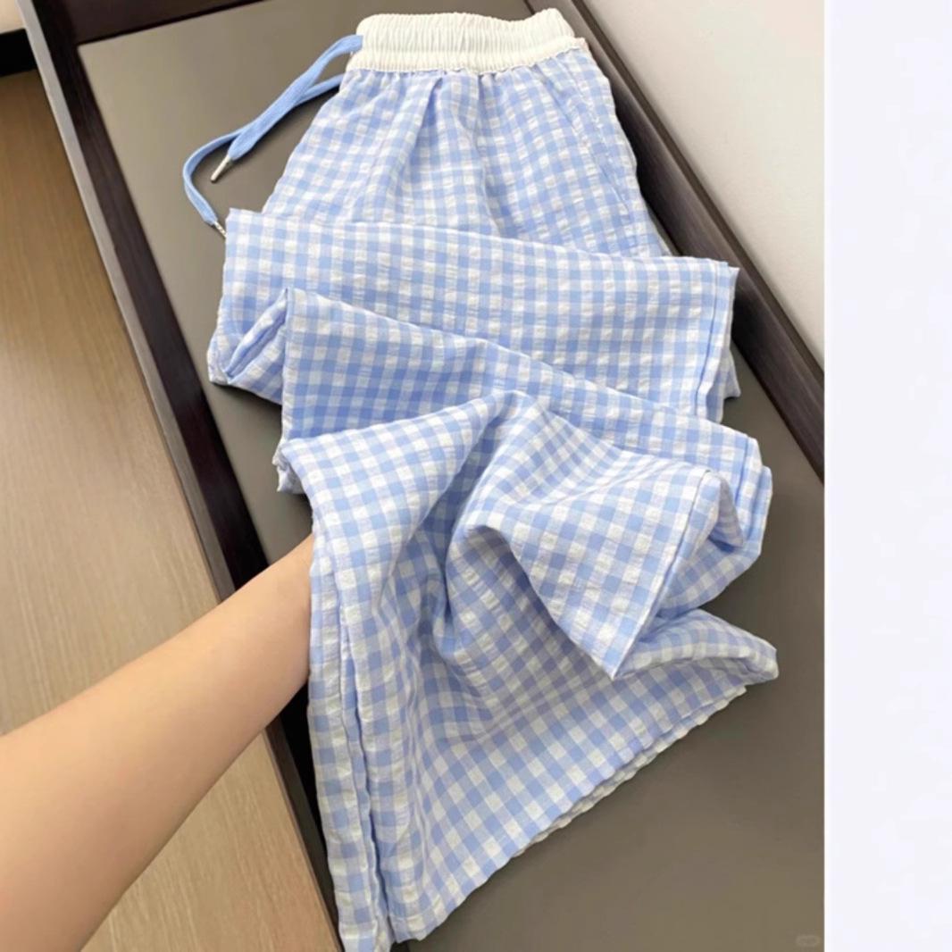 2025 Summer Women s Blue & White Check Fake Two-Piece Wide-Leg Casual Pants L синий
2025 Summer Women s Blue & White Check Fake Two-Piece Wide-Leg Casual Pants L синий