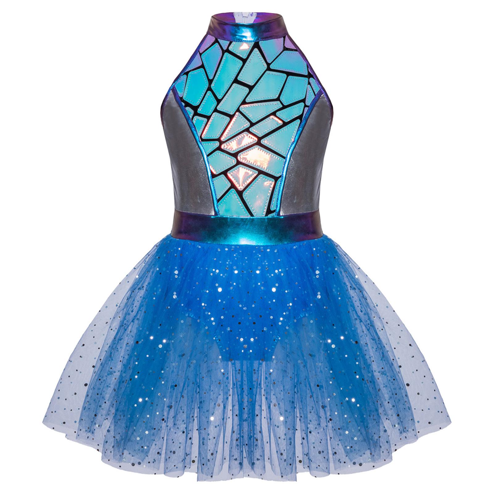 Girls Alien Costume Sequins Shiny Metallic Halter Sleeveless Built-In Crotch Press Buttons Briefs Mesh Tutu Dress 5-6 Years синій
Girls Alien Costume Sequins Shiny Metallic Halter Sleeveless Built-In Crotch Press Buttons Briefs Mesh Tutu Dress 5-6 Years синій