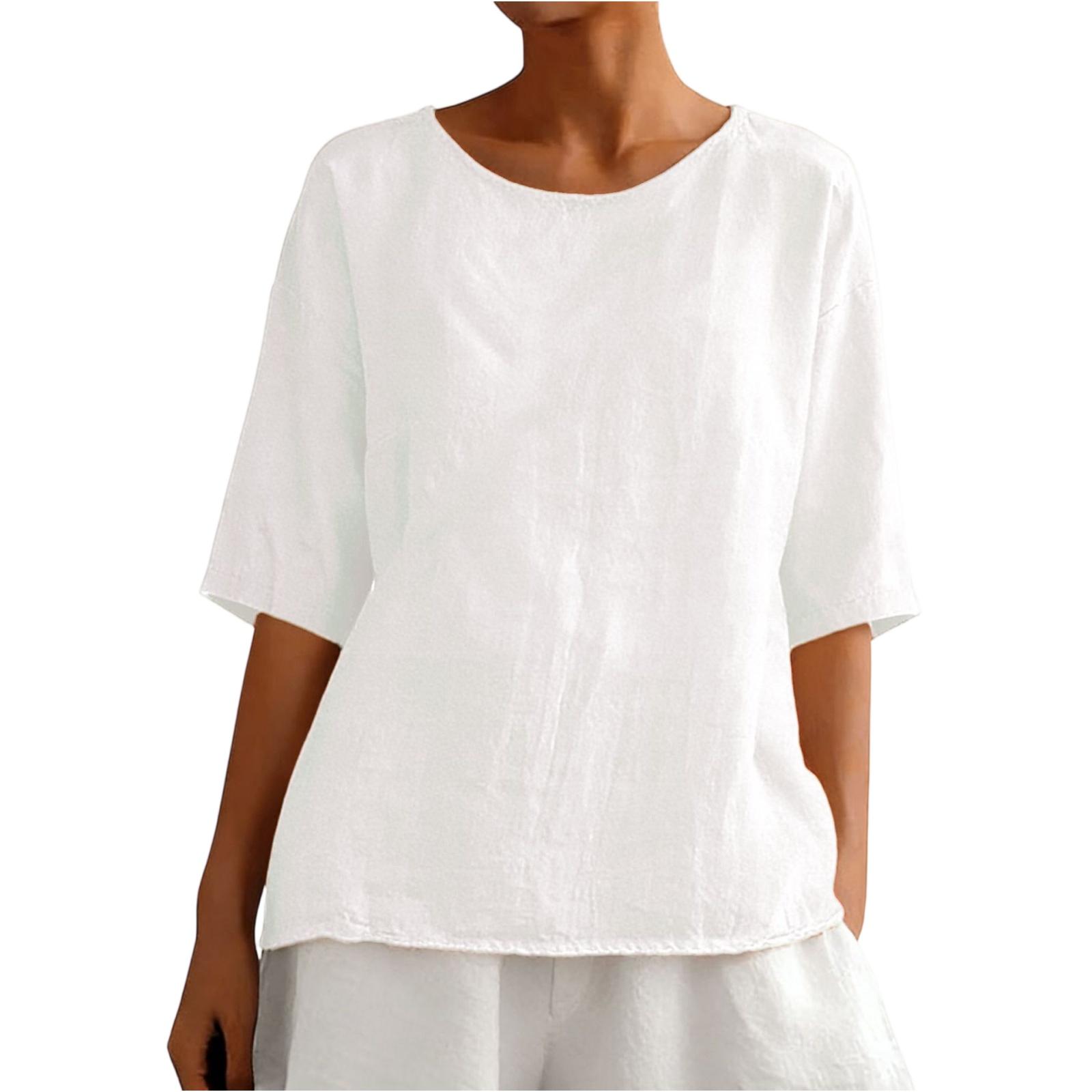 Women’s Loose Fit Linen Blouse with Half Sleeves and Crew Neck Lightweight Breathable Casual Top for Summer and Spring L белый
Women’s Loose Fit Linen Blouse with Half Sleeves and Crew Neck Lightweight Breathable Casual Top for Summer and Spring L белый