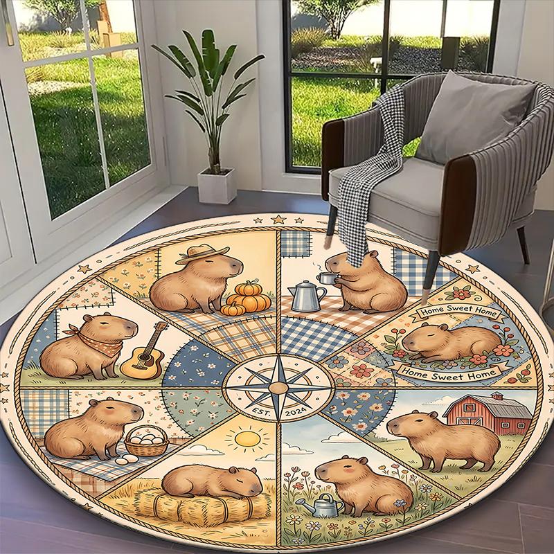 1pc Beige Nautical Capybaras Carpet for Room Floor Mat, Comfortable Office Chair Printed Round Rug, Beautiful Hotel Rug Diameter 60cm
1pc Beige Nautical Capybaras Carpet for Room Floor Mat, Comfortable Office Chair Printed Round Rug, Beautiful Hotel Rug Diameter 60cm