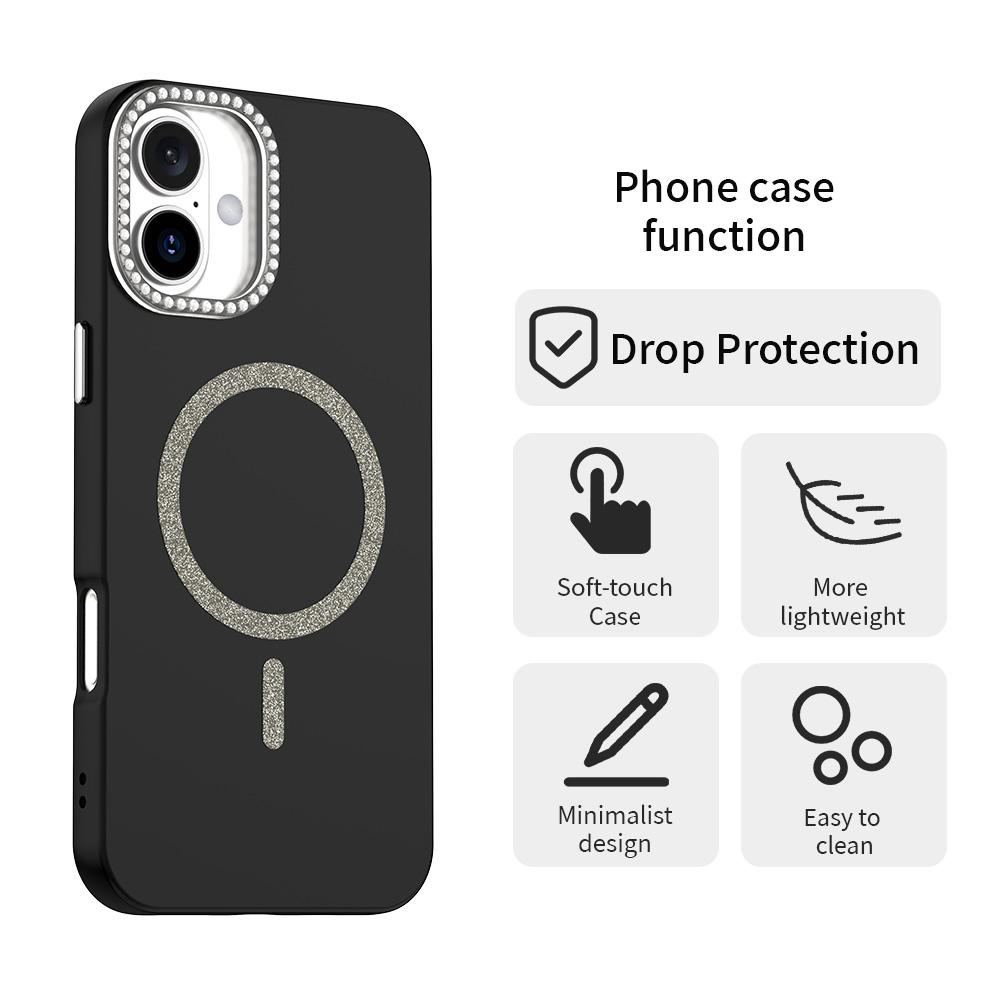 For iPhone 16 Plus Case Compatible with MagSafe TPU+PET Phone Cover with Rhinestone Decor Lens Frame Purple
For iPhone 16 Plus Case Compatible with MagSafe TPU+PET Phone Cover with Rhinestone Decor Lens Frame Purple