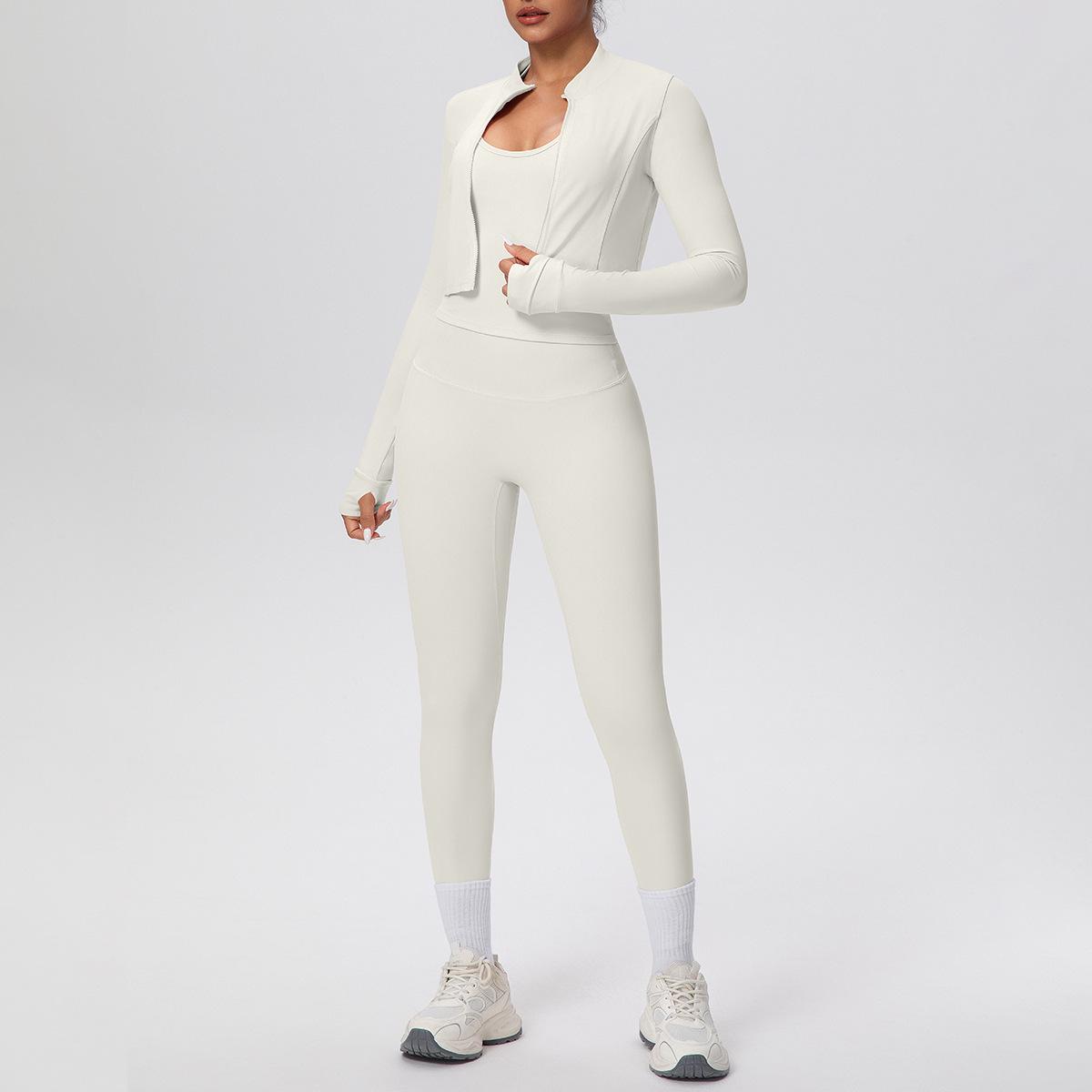 Solid Color Sports Zipper Jacket, Tie-Up Vest, Slim-Fit Yoga Pants, Three-Piece Fitness Set Large
Solid Color Sports Zipper Jacket, Tie-Up Vest, Slim-Fit Yoga Pants, Three-Piece Fitness Set Large