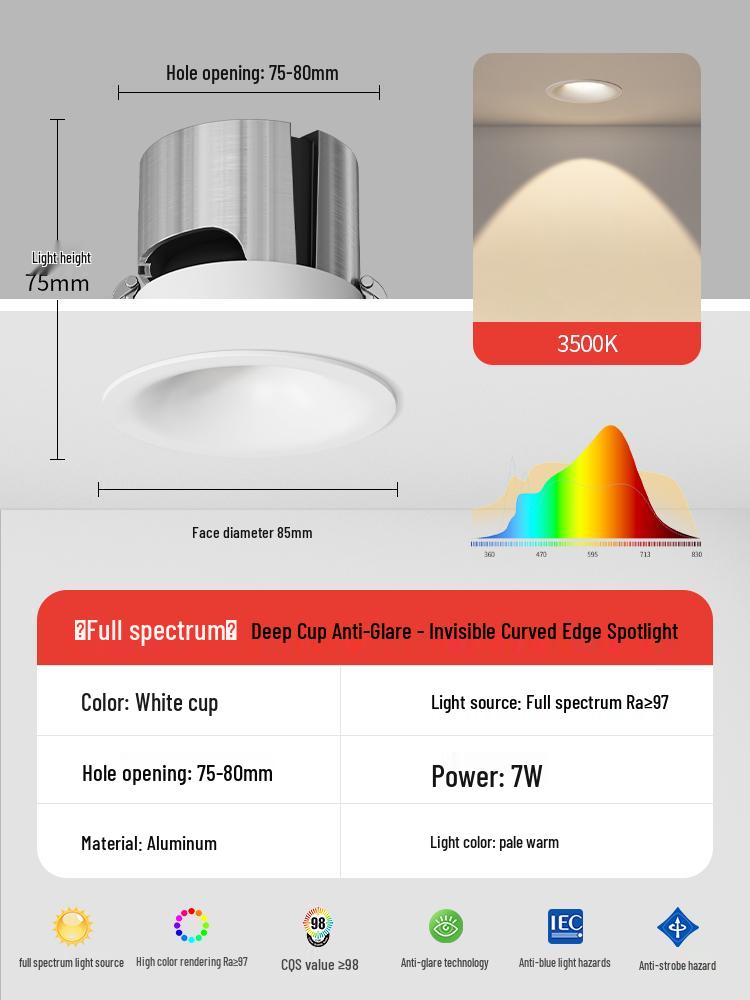 Invisible Frameless Anti-Glare Spotlight: Recessed Living Room Light with Full Spectrum, High Color Rendering, and Eye Protection for Wall Washing Default
Invisible Frameless Anti-Glare Spotlight: Recessed Living Room Light with Full Spectrum, High Color Rendering, and Eye Protection for Wall Washing Default
