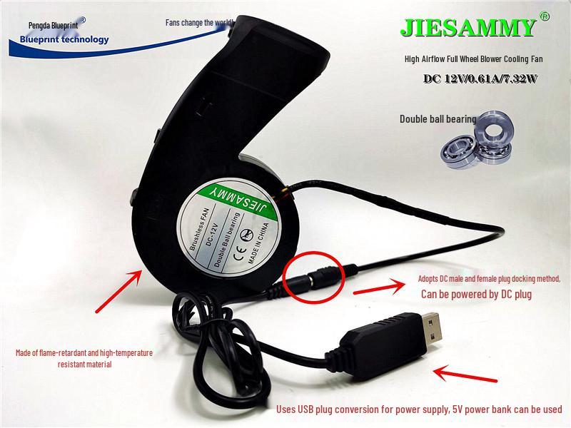 Турбінний вентилятор 12В/5В з USB-живленням, вогнезахисний, з подвійними кульковими підшипниками для охолодження гриля BBQ, високий потік повітря, 15 см Without Round USB Plug
Турбінний вентилятор 12В/5В з USB-живленням, вогнезахисний, з подвійними кульковими підшипниками для охолодження гриля BBQ, високий потік повітря, 15 см Without Round USB Plug