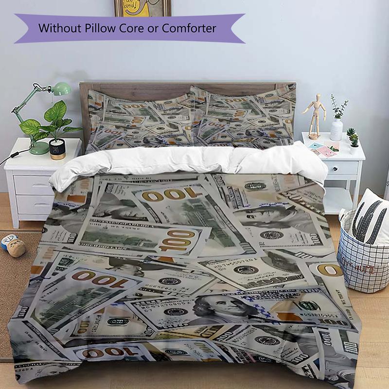 3pcs 100 Dollar Bill Print Comforter Set with 1 Quilt Cover and 2 Pillowcases (No Core) - Home Decor, Holiday Gift, Polyester Fabric, Anime Cartoon De 135x200cm
3pcs 100 Dollar Bill Print Comforter Set with 1 Quilt Cover and 2 Pillowcases (No Core) - Home Decor, Holiday Gift, Polyester Fabric, Anime Cartoon De 135x200cm