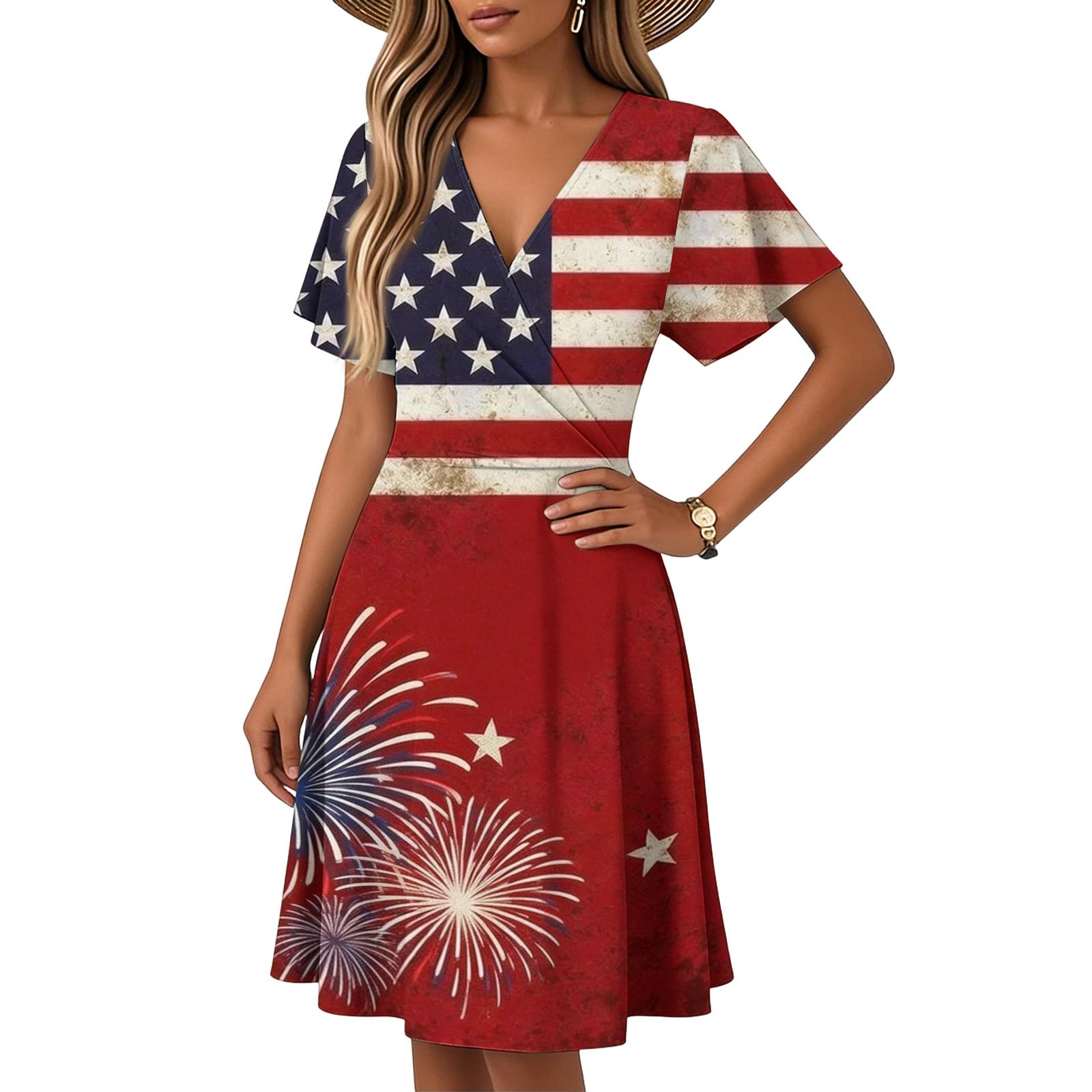 Women s Horn Sleeve Short Sleeve Casual Dress Independence Day Printed V-neck Dress S винний
Women s Horn Sleeve Short Sleeve Casual Dress Independence Day Printed V-neck Dress S винний