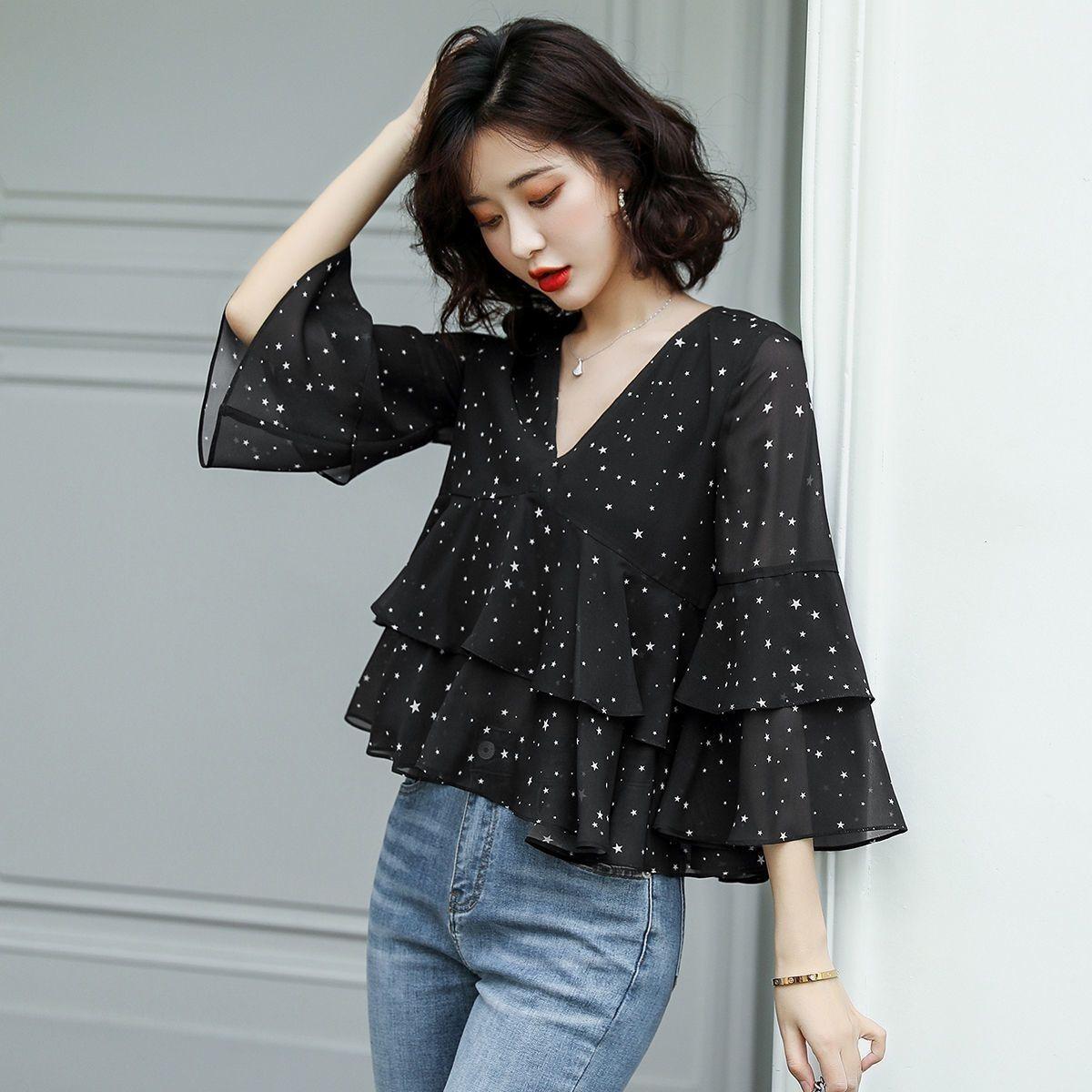 Chiffon Top Women s Summer New Star-printed V-neck Chiffon Shirt Women s Seven-quarter-sleeved Black Versatile Blouse 2XL чёрный
Chiffon Top Women s Summer New Star-printed V-neck Chiffon Shirt Women s Seven-quarter-sleeved Black Versatile Blouse 2XL чёрный