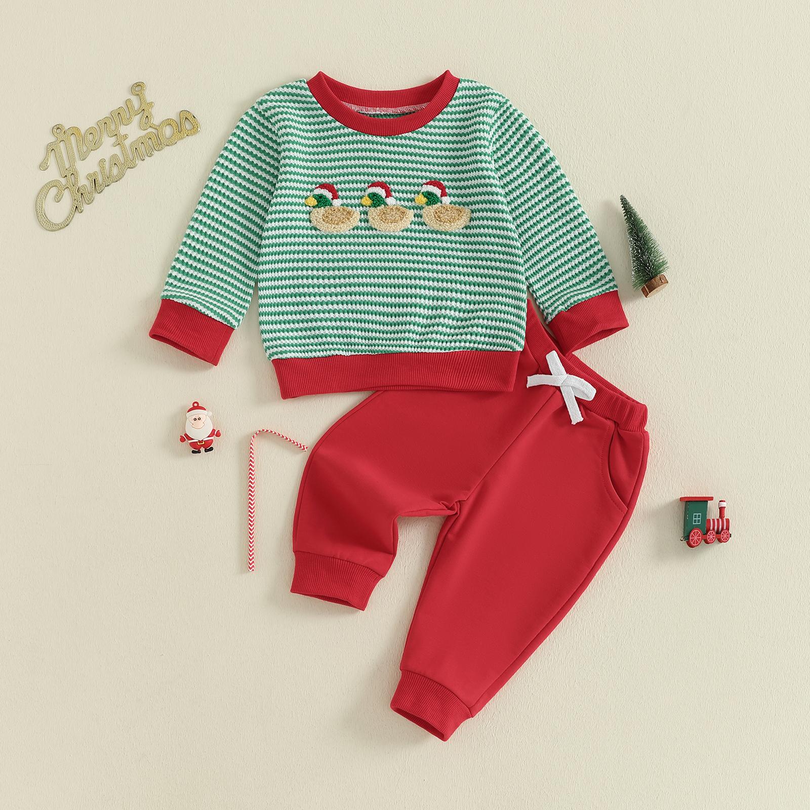 Toddler Baby Boy Christmas 2 Piece Outfits Long Sleeve Crew Neck Duck Embroidery Striped Tops and Elastic Waist Pants Set 0-6M красный
Toddler Baby Boy Christmas 2 Piece Outfits Long Sleeve Crew Neck Duck Embroidery Striped Tops and Elastic Waist Pants Set 0-6M красный
