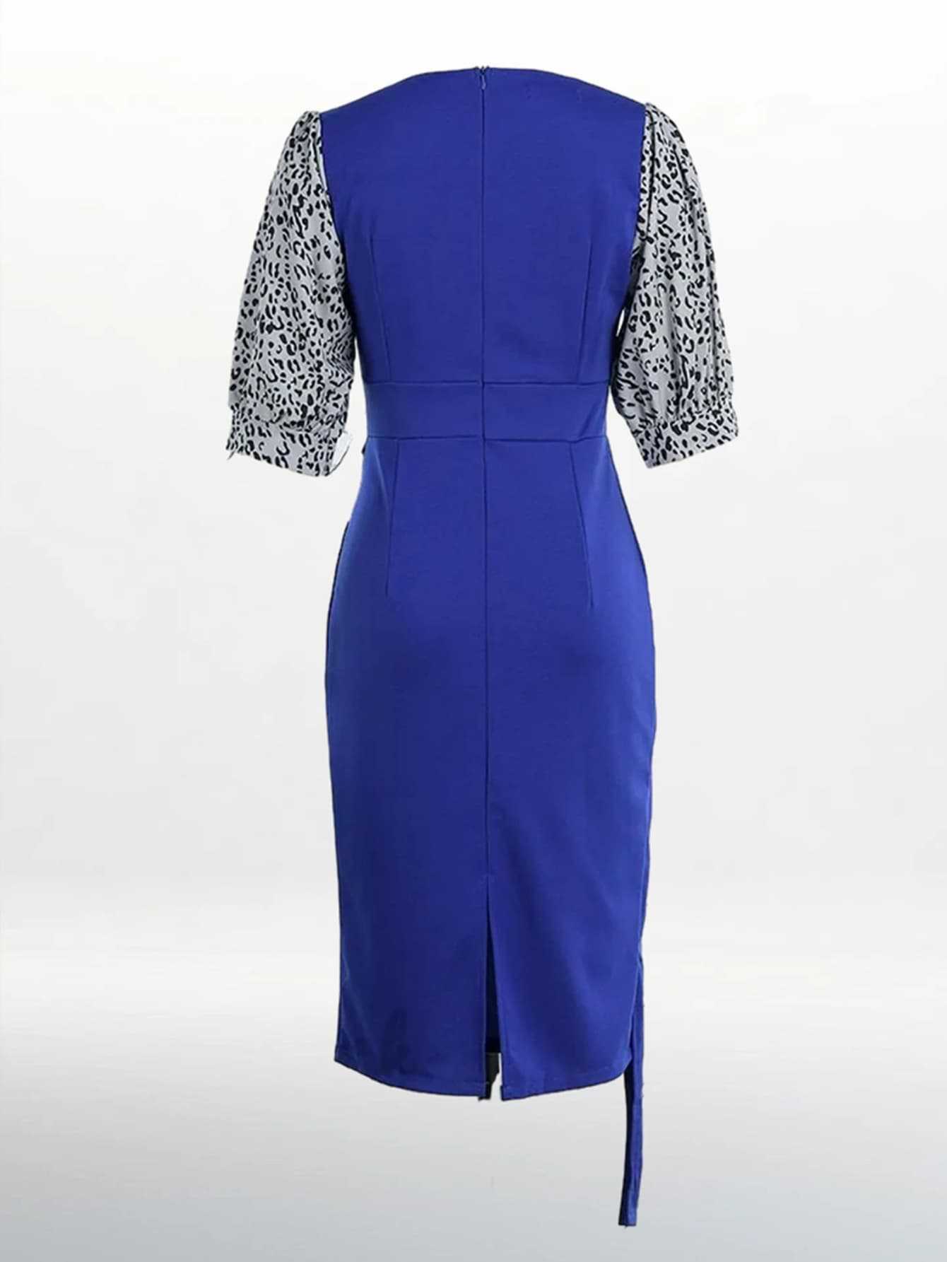 Royal blue splicing dress for women, leopard print bubble sleeve waist asymmetrical medium and long dress XXL синій
Royal blue splicing dress for women, leopard print bubble sleeve waist asymmetrical medium and long dress XXL синій