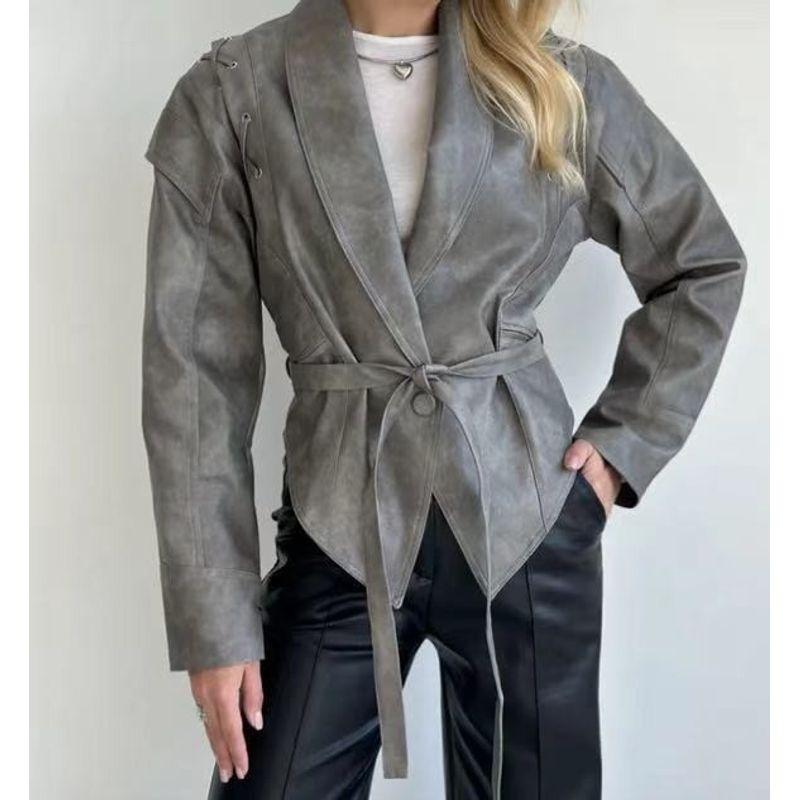 and American Spring and Autumn Cross-Border 2025 New Versatile Retro Imitation Leather Jacket Lace-up V-neck Leather Clothing Street Outerwear Coat Cloth Outwear Gray XL
and American Spring and Autumn Cross-Border 2025 New Versatile Retro Imitation Leather Jacket Lace-up V-neck Leather Clothing Street Outerwear Coat Cloth Outwear Gray XL