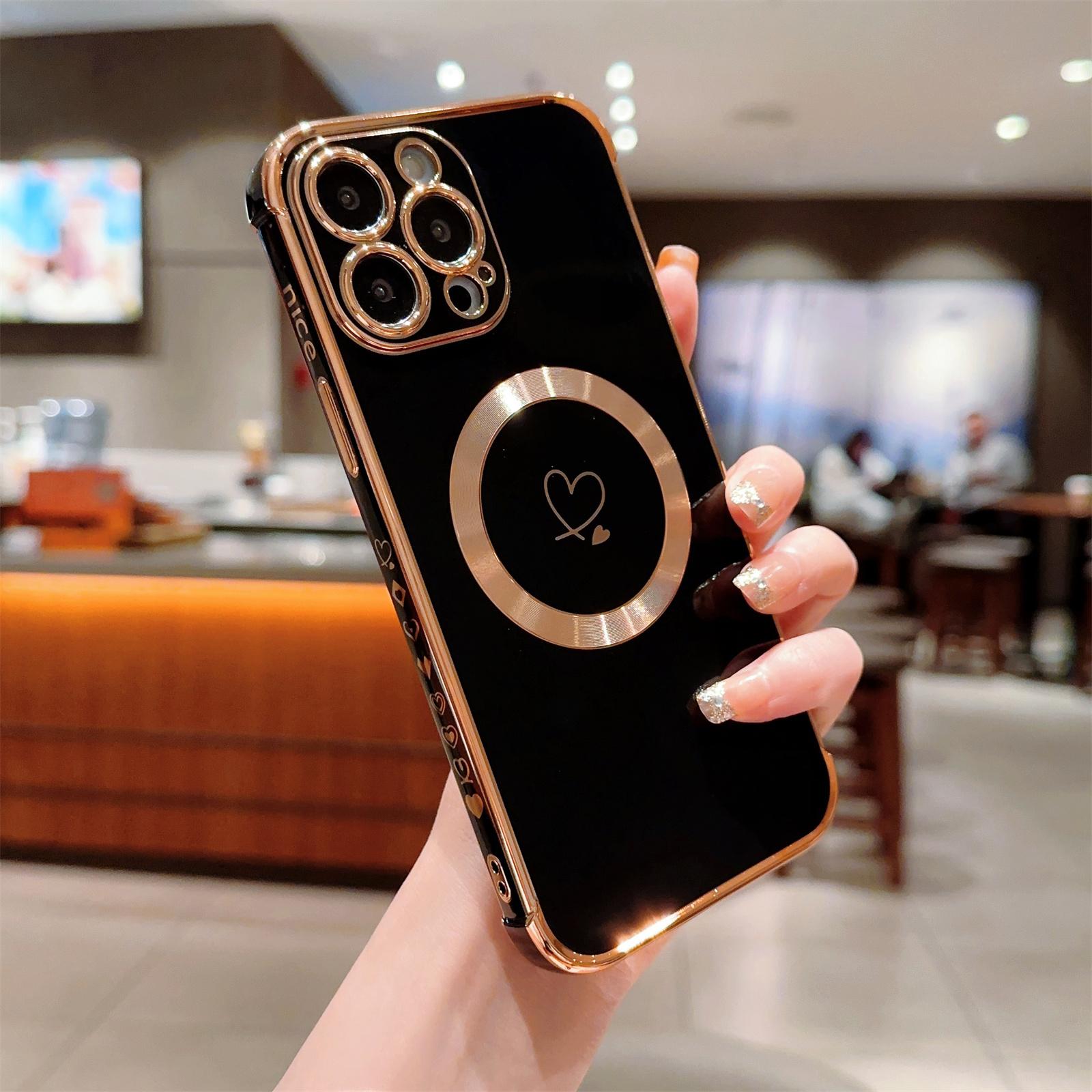 For iPhone 14 Pro Case Compatible with MagSafe Electroplated TPU Phone Cover Hollow Love Hearts Black
For iPhone 14 Pro Case Compatible with MagSafe Electroplated TPU Phone Cover Hollow Love Hearts Black