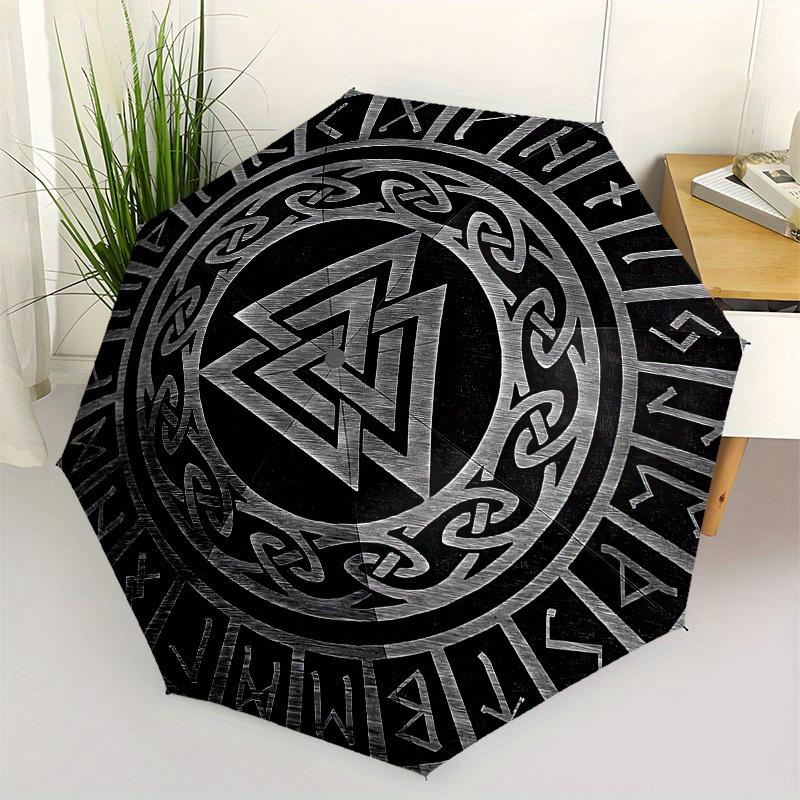 Valknut, Norse Automatic folding umbrella simple eight rib design, bright color pattern, durable iron frame, ideal for travel and outdoor,
Valknut, Norse Automatic folding umbrella simple eight rib design, bright color pattern, durable iron frame, ideal for travel and outdoor,