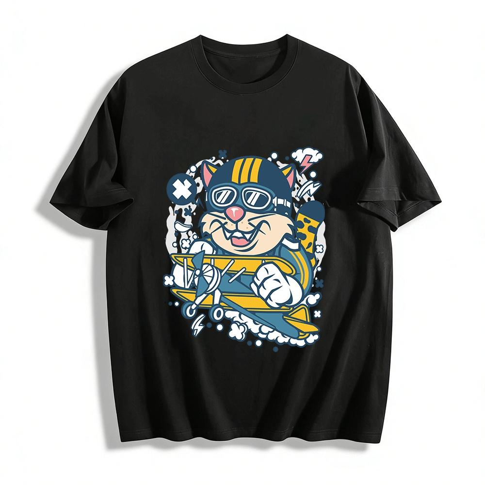 Vintage Pilot Cat Print Unisex Casual Short Sleeve T-Shirt Pure cotton T-shirt XXS
Vintage Pilot Cat Print Unisex Casual Short Sleeve T-Shirt Pure cotton T-shirt XXS