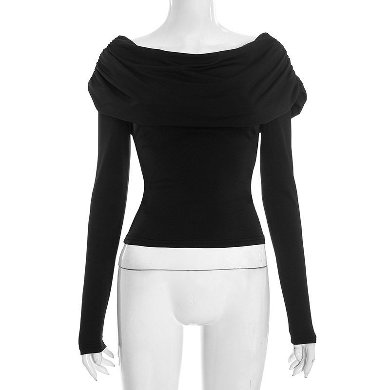 Round Neck Exposed Navel Long Sleeved Shirt Black S
Round Neck Exposed Navel Long Sleeved Shirt Black S