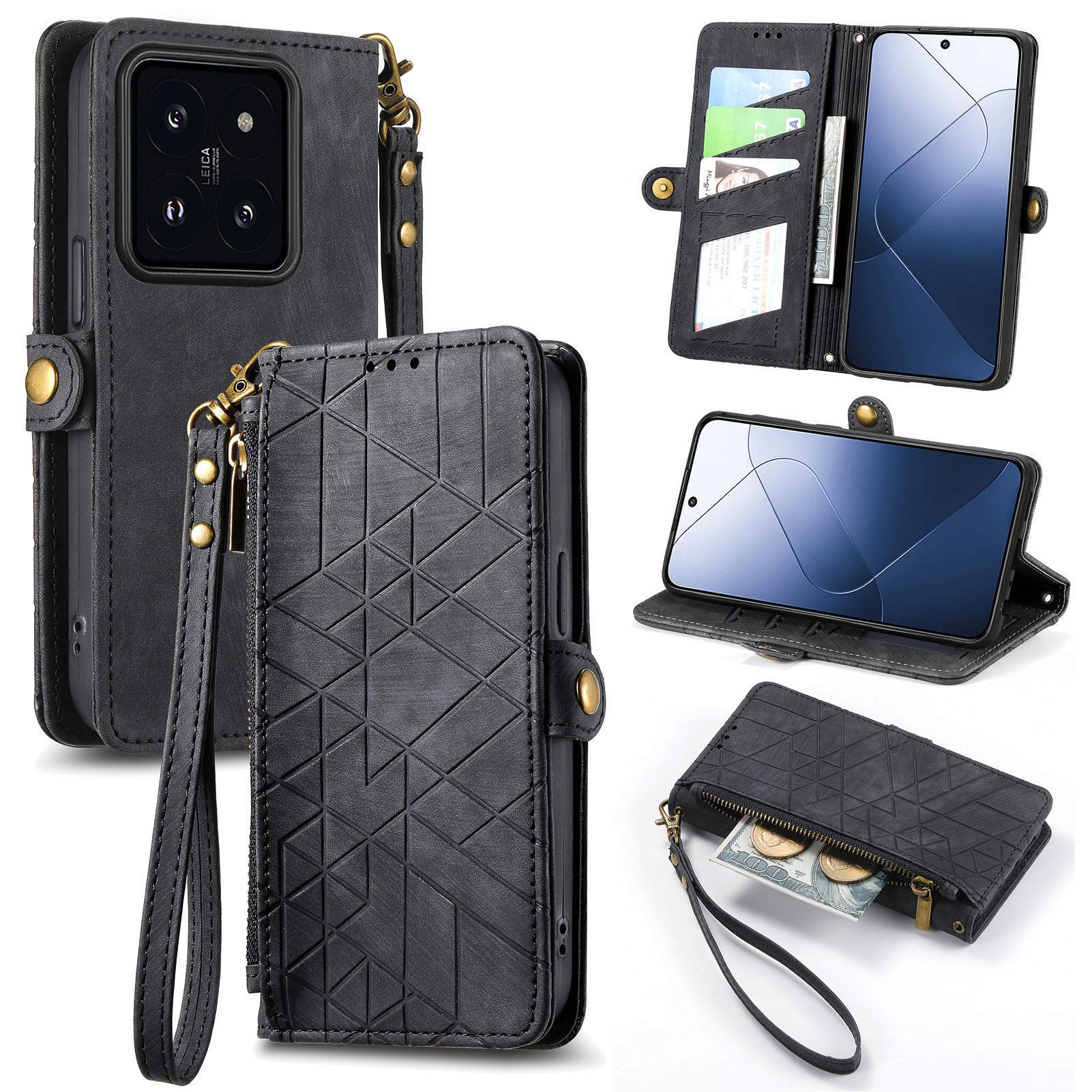For Xiaomi 14T Pro Zipper Wallet Case Geometry Lines Leather Phone Cover with Strap Black
For Xiaomi 14T Pro Zipper Wallet Case Geometry Lines Leather Phone Cover with Strap Black