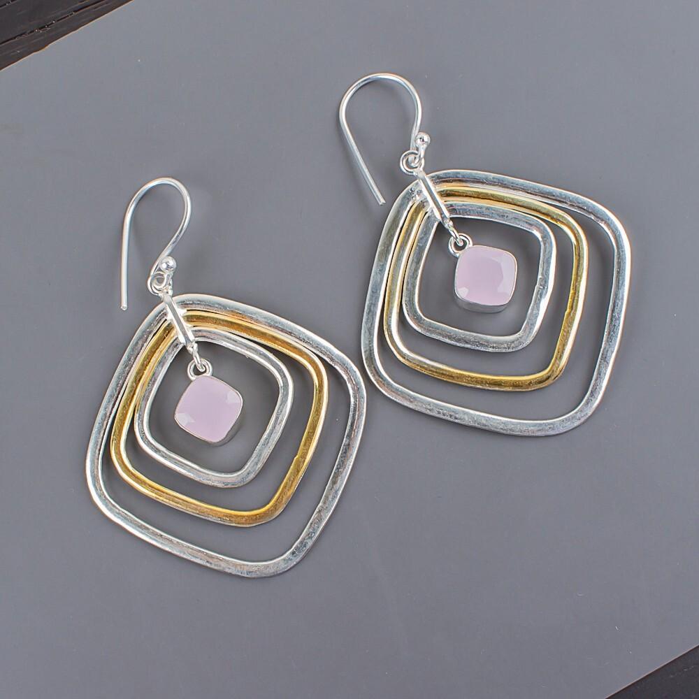 Rose Chalcedony Gemstone 925 Sterling Silver Handmade Jewelry Earrings 2.44 EE-70-13
Rose Chalcedony Gemstone 925 Sterling Silver Handmade Jewelry Earrings 2.44 EE-70-13