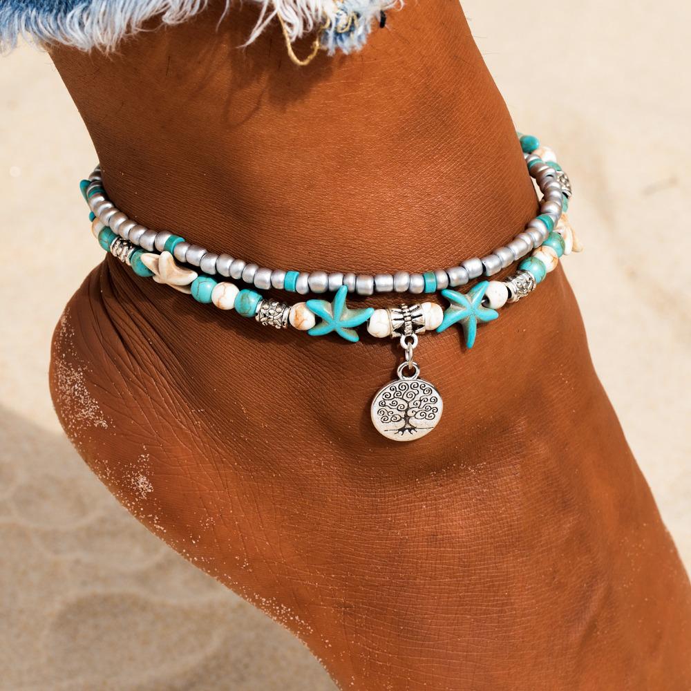 Двухслойный пляжный браслет на щиколотку в стиле бохо с бирюзовым сердцем для женщин
Двухслойный пляжный браслет на щиколотку в стиле бохо с бирюзовым сердцем для женщин