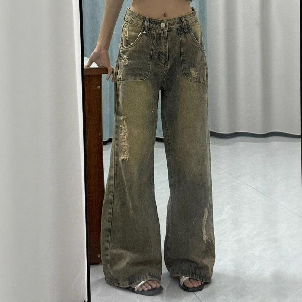 Женские джинсы на осень, состаренные, ретро, больших размеров, волочащиеся по земле, тонкие, свободные, широкие прямые брюки, ретро уличный стиль, мешковатые длинные джинсы для леди 4XL
Женские джинсы на осень, состаренные, ретро, больших размеров, волочащиеся по земле, тонкие, свободные, широкие прямые брюки, ретро уличный стиль, мешковатые длинные джинсы для леди 4XL