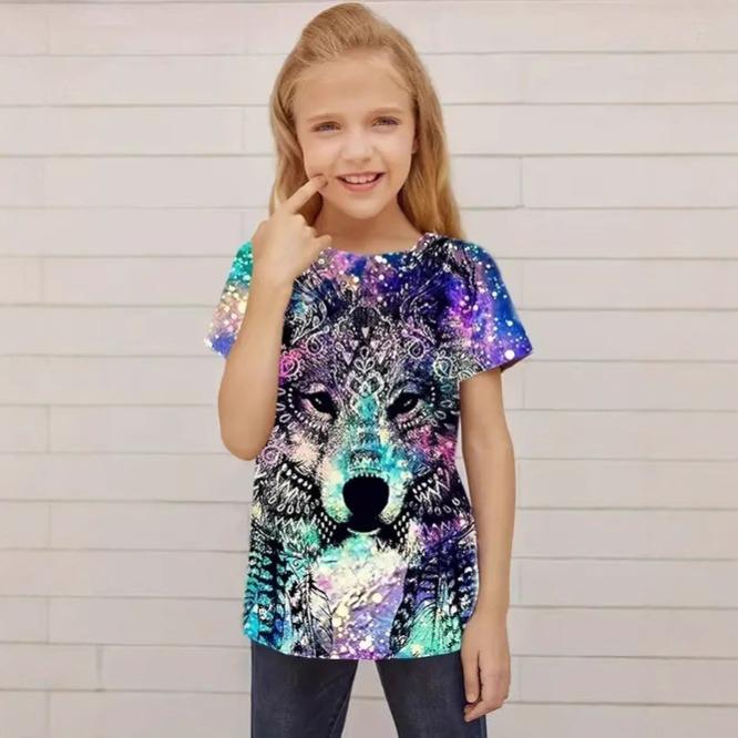 Summer new casual and comfortable animal print girls round neck short sleeve T-shirt 160cm
Summer new casual and comfortable animal print girls round neck short sleeve T-shirt 160cm