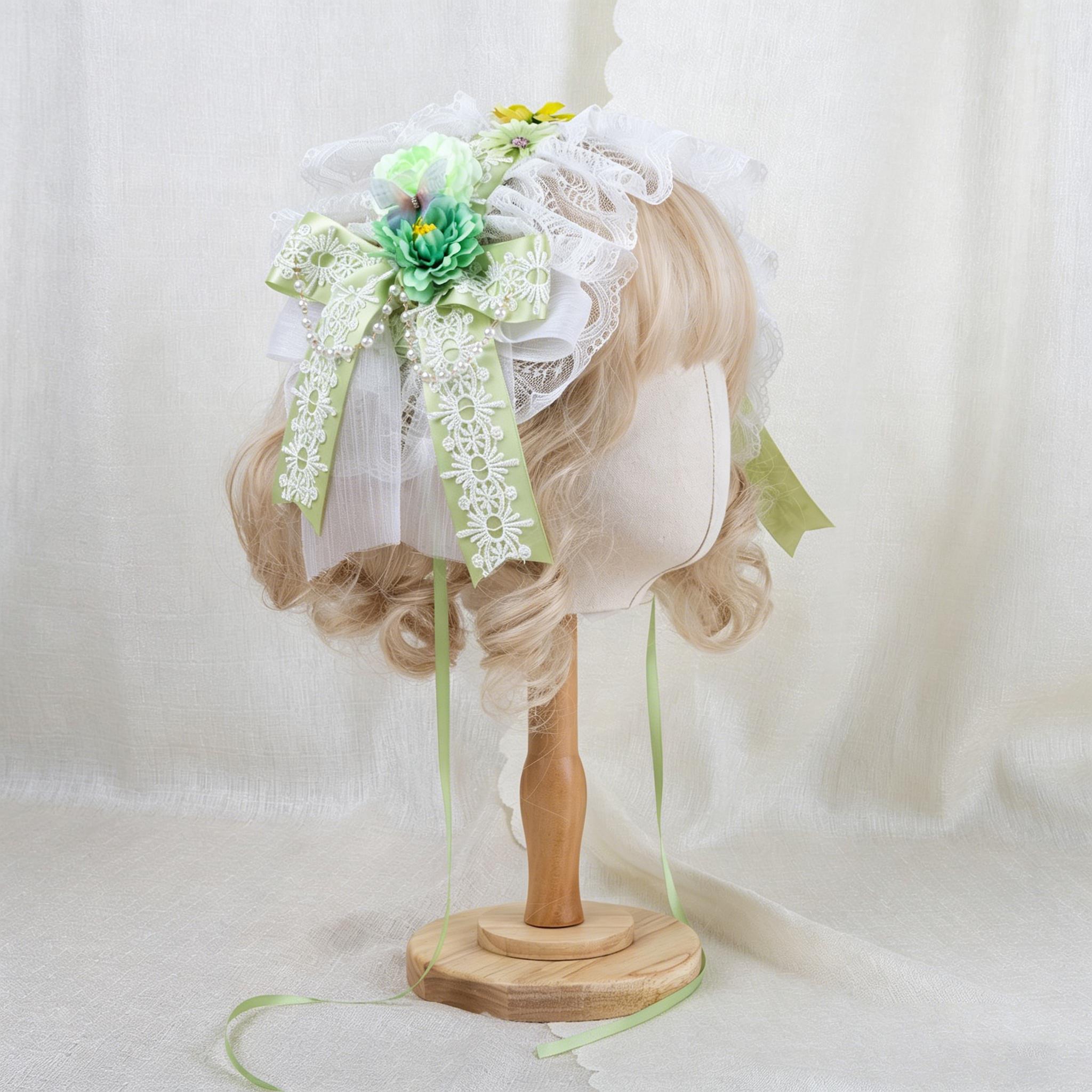 Handmade Lolita Lace Hairband Womens Maid Cosplay Cute Vintage Headwear Elegant Daily Tea Party Headpiece with Flower Bow світло-зелений колір
Handmade Lolita Lace Hairband Womens Maid Cosplay Cute Vintage Headwear Elegant Daily Tea Party Headpiece with Flower Bow світло-зелений колір