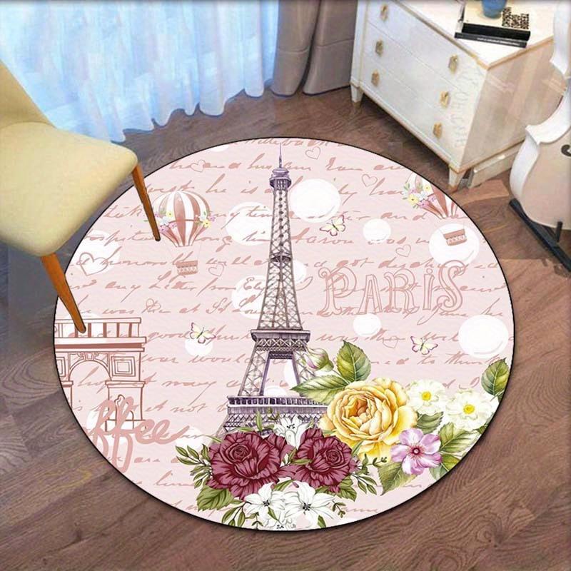 1pc Romantic Eiffel Tower Print Round Rug - Crystal Velvet, Suitable for Living Room and Bedroom, Parisian Floral Pattern 80cm
1pc Romantic Eiffel Tower Print Round Rug - Crystal Velvet, Suitable for Living Room and Bedroom, Parisian Floral Pattern 80cm