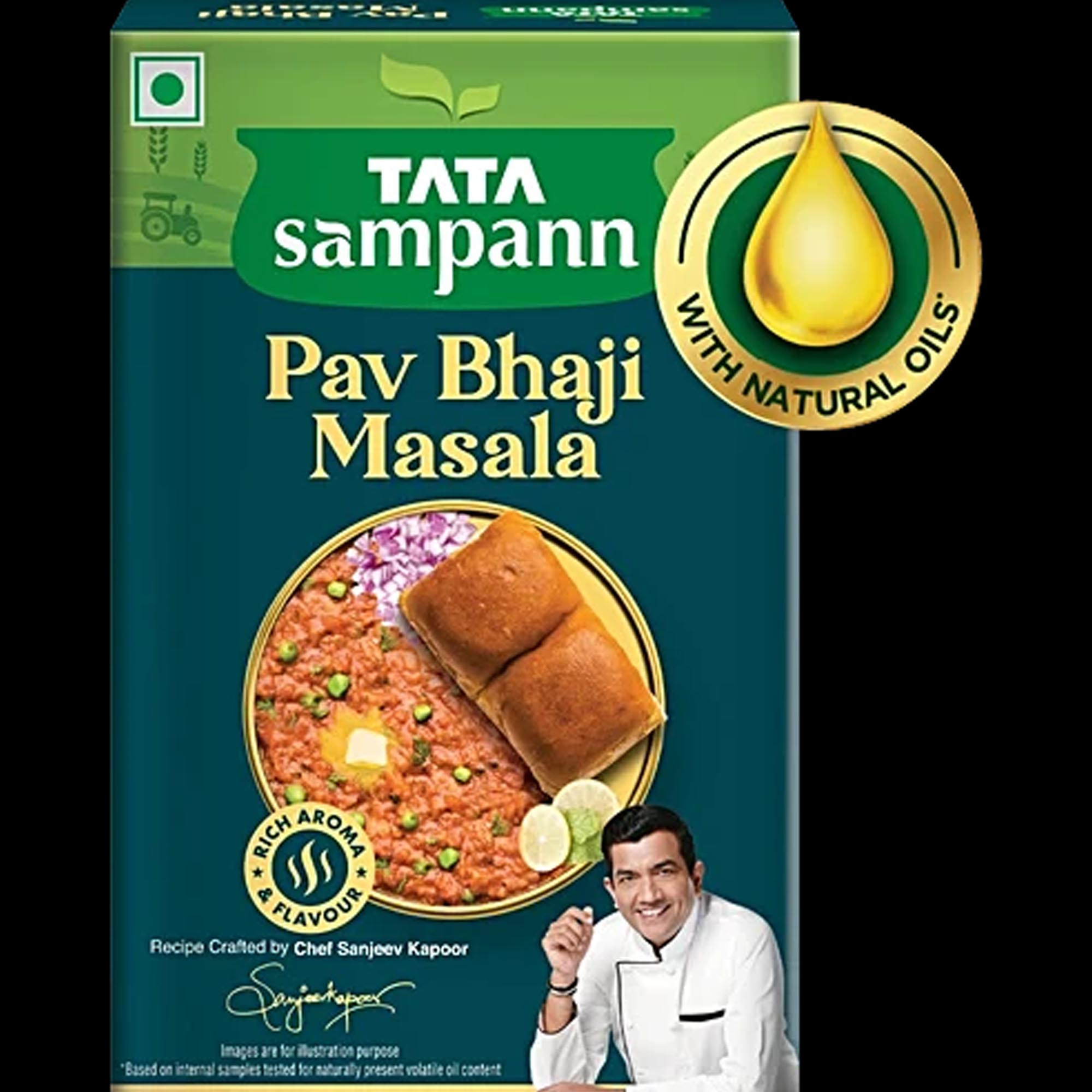 Tata Sampann Pav Bhaji Masala Spice Blend With Natural Oils For Rich Flavor Cooking 100 g Pack Of 1 For Homestyle Meals
Tata Sampann Pav Bhaji Masala Spice Blend With Natural Oils For Rich Flavor Cooking 100 g Pack Of 1 For Homestyle Meals