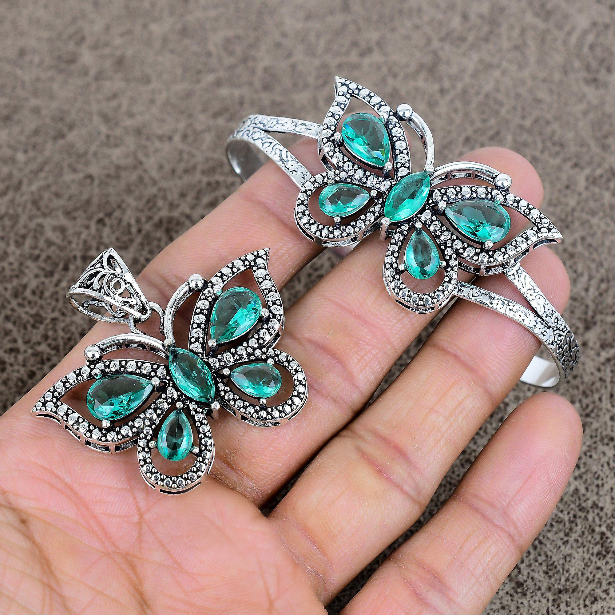 Indicolite Tourmaline Gemstone Handmade 925 Sterling Silver Jewelry Set KKG-95
Indicolite Tourmaline Gemstone Handmade 925 Sterling Silver Jewelry Set KKG-95