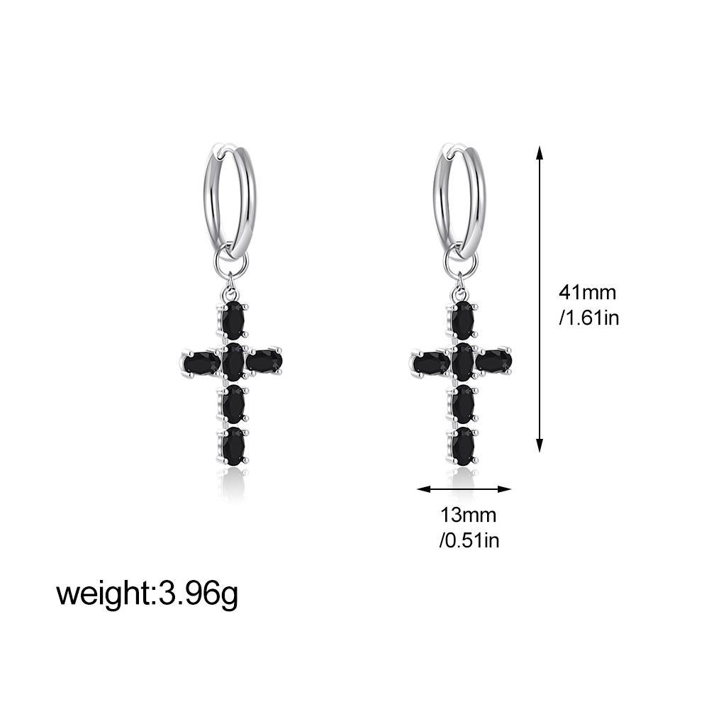 Punk Cross Hoop Earrings Stainless Steel Black Zircon Stone Dangle Earring for Men Women Hip Hop Zircon Y2K Accessories мідний
Punk Cross Hoop Earrings Stainless Steel Black Zircon Stone Dangle Earring for Men Women Hip Hop Zircon Y2K Accessories мідний